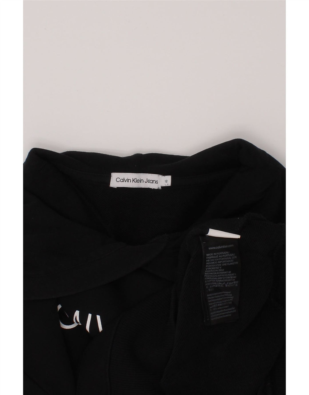 CALVIN KLEIN JEANS Piger Crop Grafisk hættetrøje trøje 11-12 år Sort