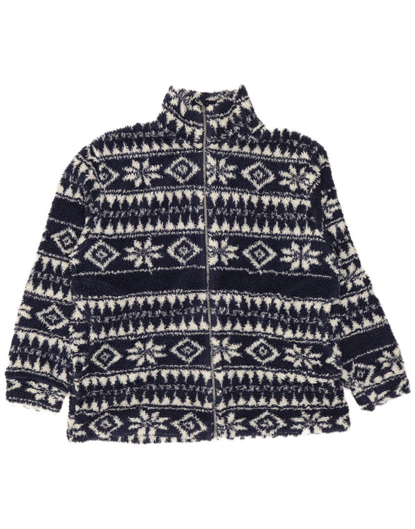 Vintage fleecejakke til mænd UK 40 Large Navy Blue Fair Isle