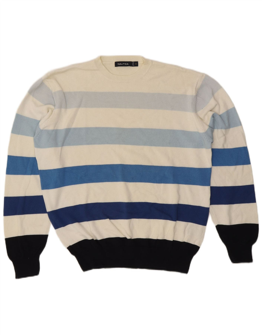 Nautica Herre trøjetrøje med rund hals Medium Off White Stribet bomuld