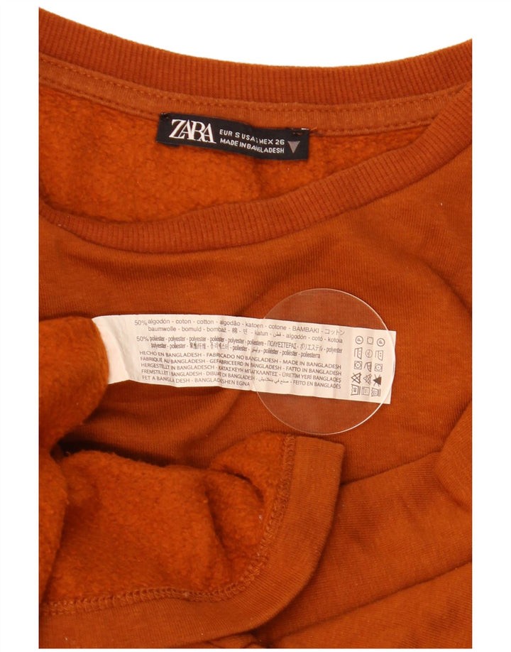 Zara Dame Oversized Sweatshirt Jumper UK 10 Lille brun bomuld