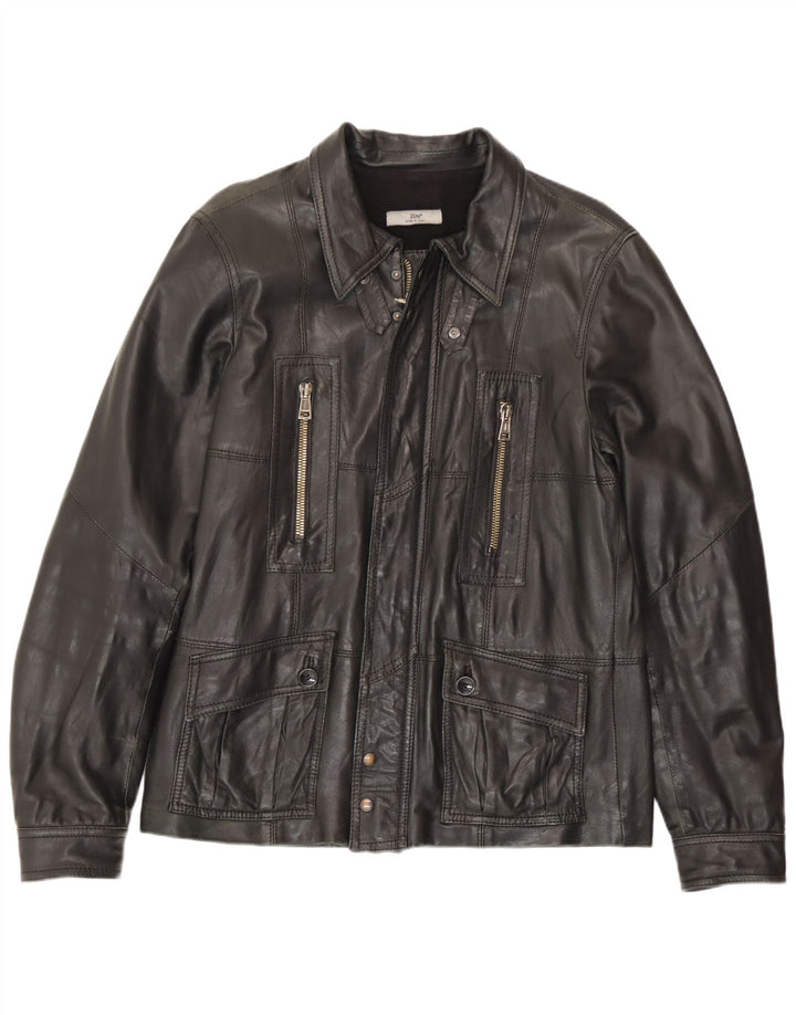 Zen Herre Læderjakke IT 52 Stor Sort Læder