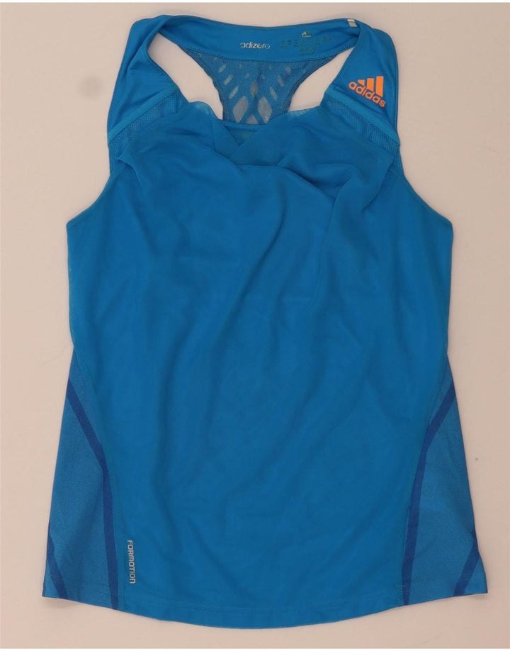 Adidas Dame Climacool Vest Top UK 12/14 Medium Blue Geometric Polyester