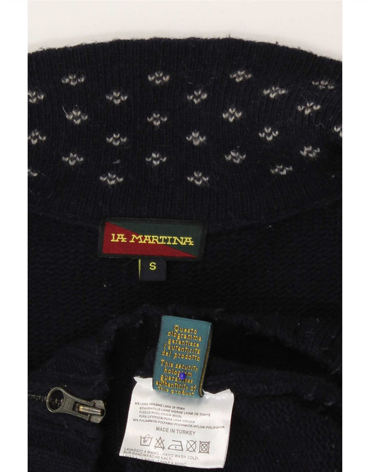 La Martina Herre Cardigan Sweater Small Navy Blue Virgin Wool