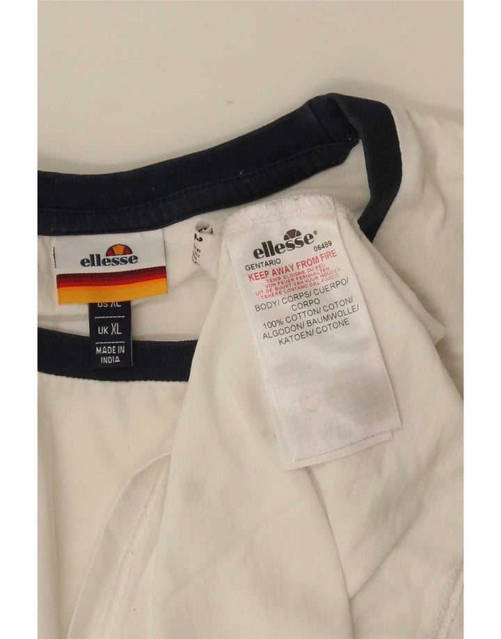 Ellesse Herre T-Shirt Top XL Hvidstribet bomuld