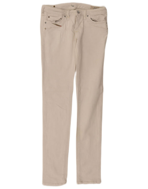 Diesel Womens Kycut Low Waist Skinny Jeans W28 L34 Off White Cotton