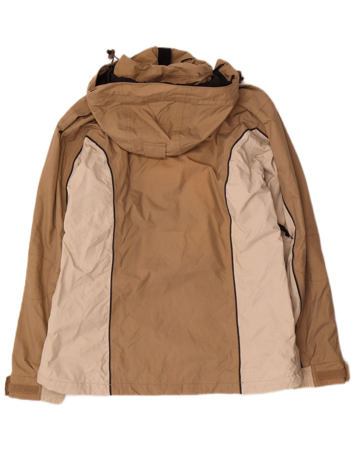 Helly Hansen Regnjakke med hætte til kvinder UK 14 Medium Beige Colourblock Nylon