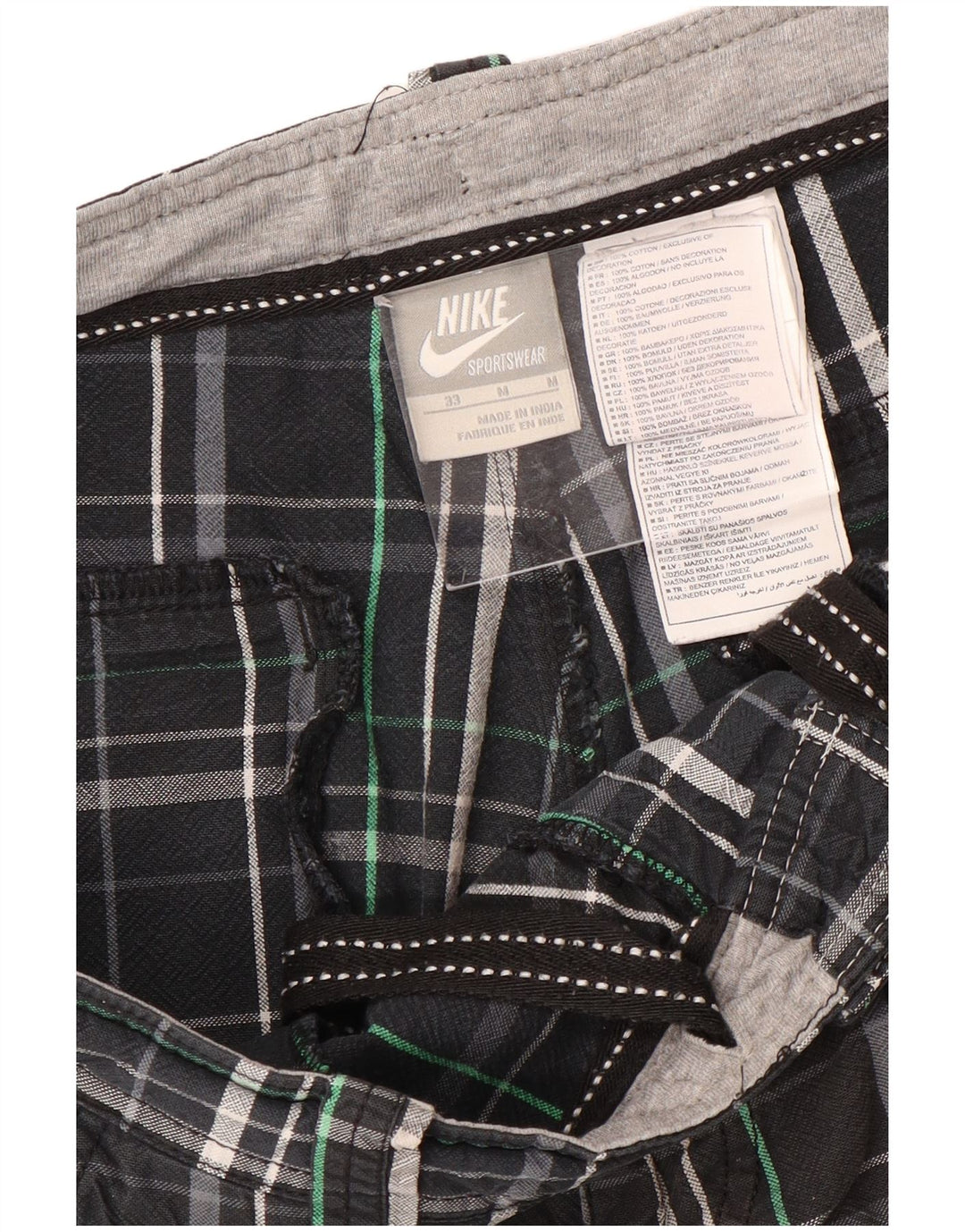 Nike Herre Casual Shorts W33 Medium Sort Plaid Bomuld Sports