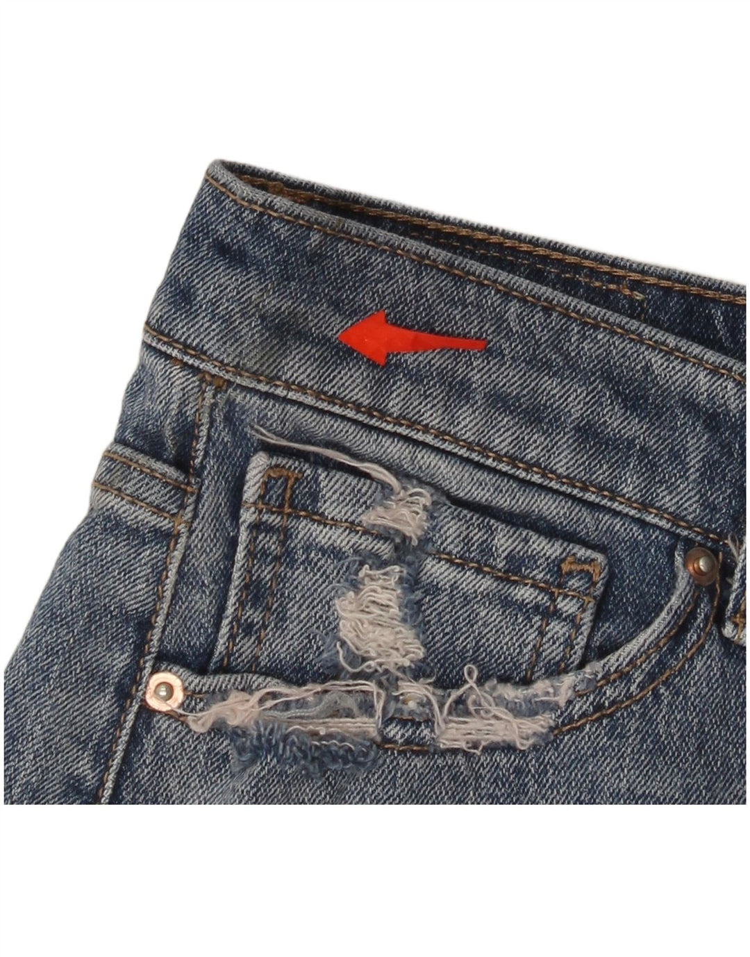 BKE Womens Parker Distressed High Rise Denim Shorts W30 Medium Blue Cotton