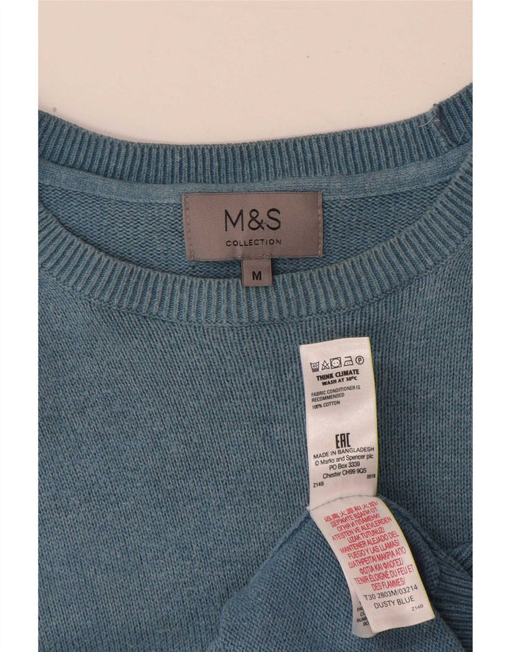 Marks & Spencer Herre Boat Neck Jumper Sweater Medium Blue Bomuld
