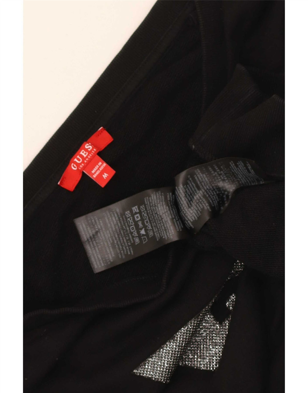 Guess Womens Crop Graphic Sweatshirt Jumper UK 14 Medium Black Bomuld