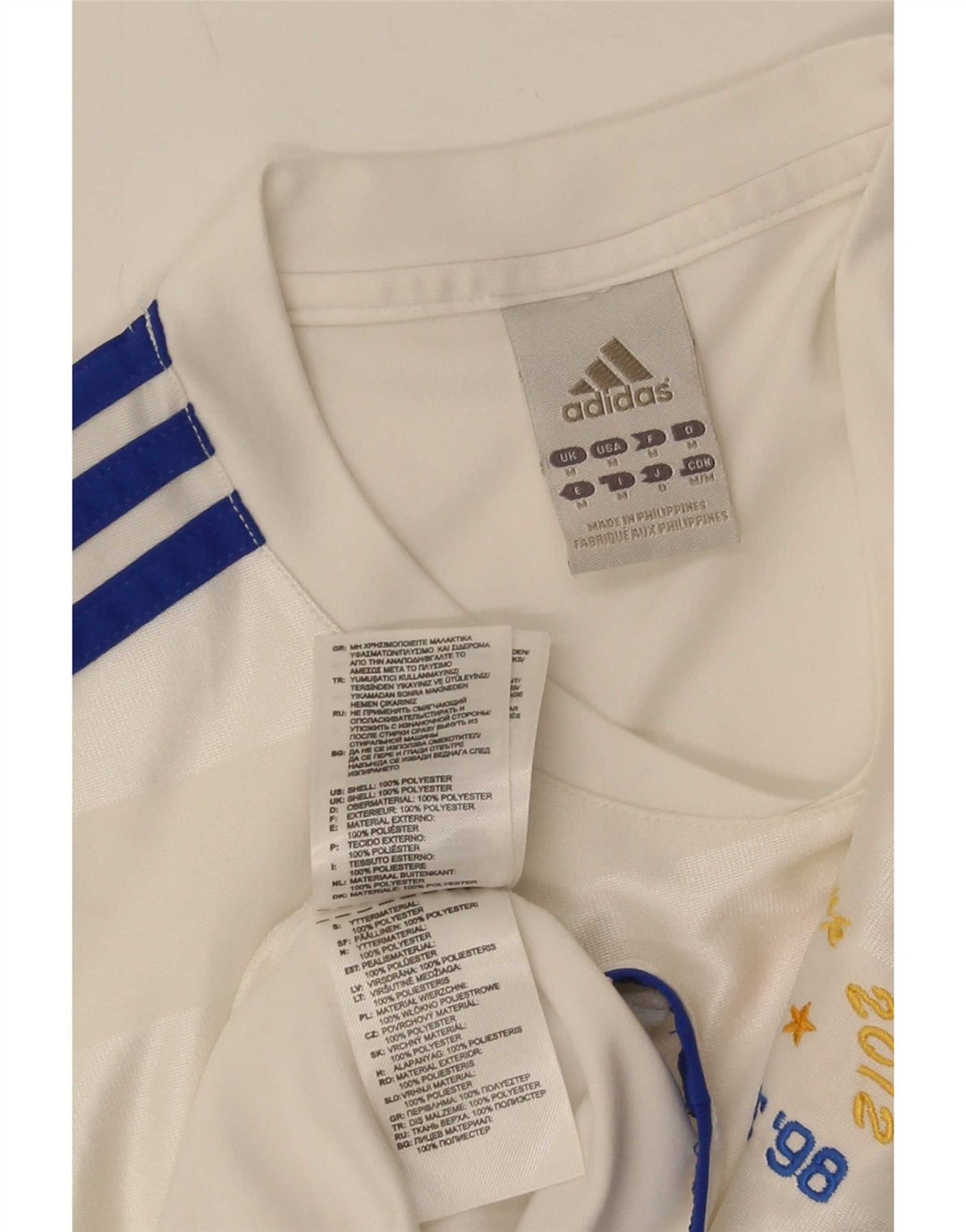 Adidas Herre Climalite T-Shirt Top Medium White Pinstripe Polyester