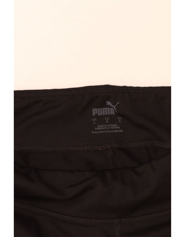 PUMA Womens Crop Graphic Leggings UK 14 Large Black Colourblock