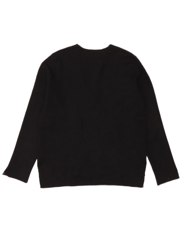 Zara Dame Loose Fit V-hals sweater UK 10 Small Black Viscose