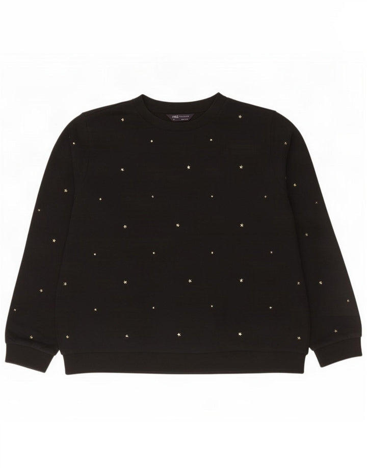 Marks & Spencer Dame Sweatshirt Jumper UK 16 Large Black Spotted