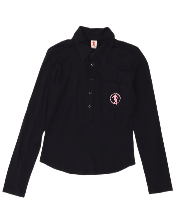 Bikkembergs Dame Pullover Shirt UK 12 Medium Navy Blue Bomuld