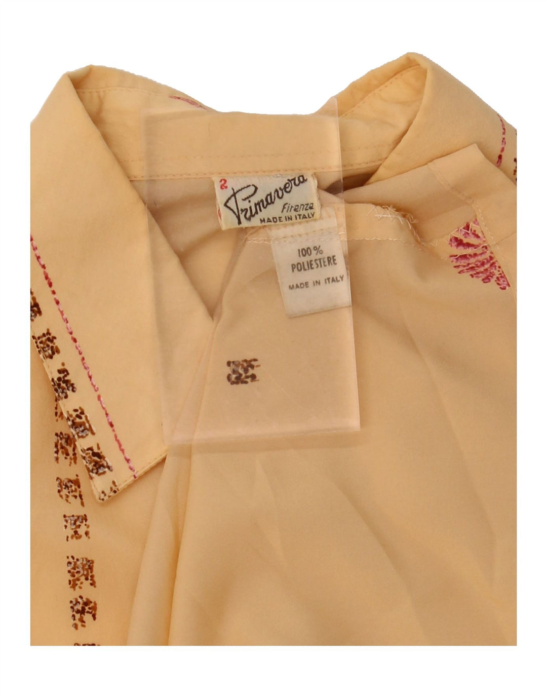 PRIMAVERA FIRENZE Womens Shirt Blouse UK 14 Medium Beige Floral Polyester Vintage Primavera Firenze and Second-Hand Primavera Firenze from Messina Hembry 