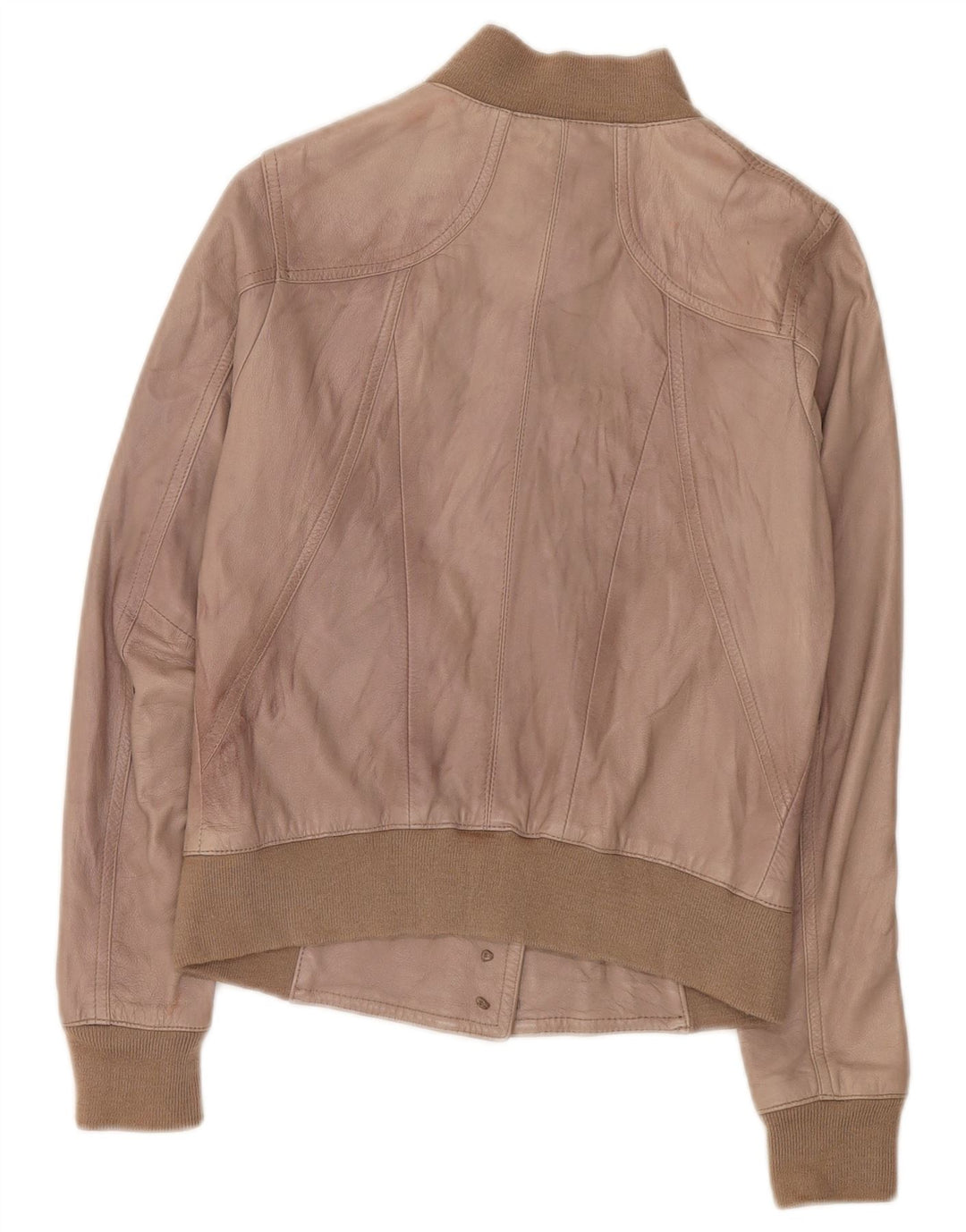 Zen Womens Crop Læderjakke UK 8 Lille brunt læder