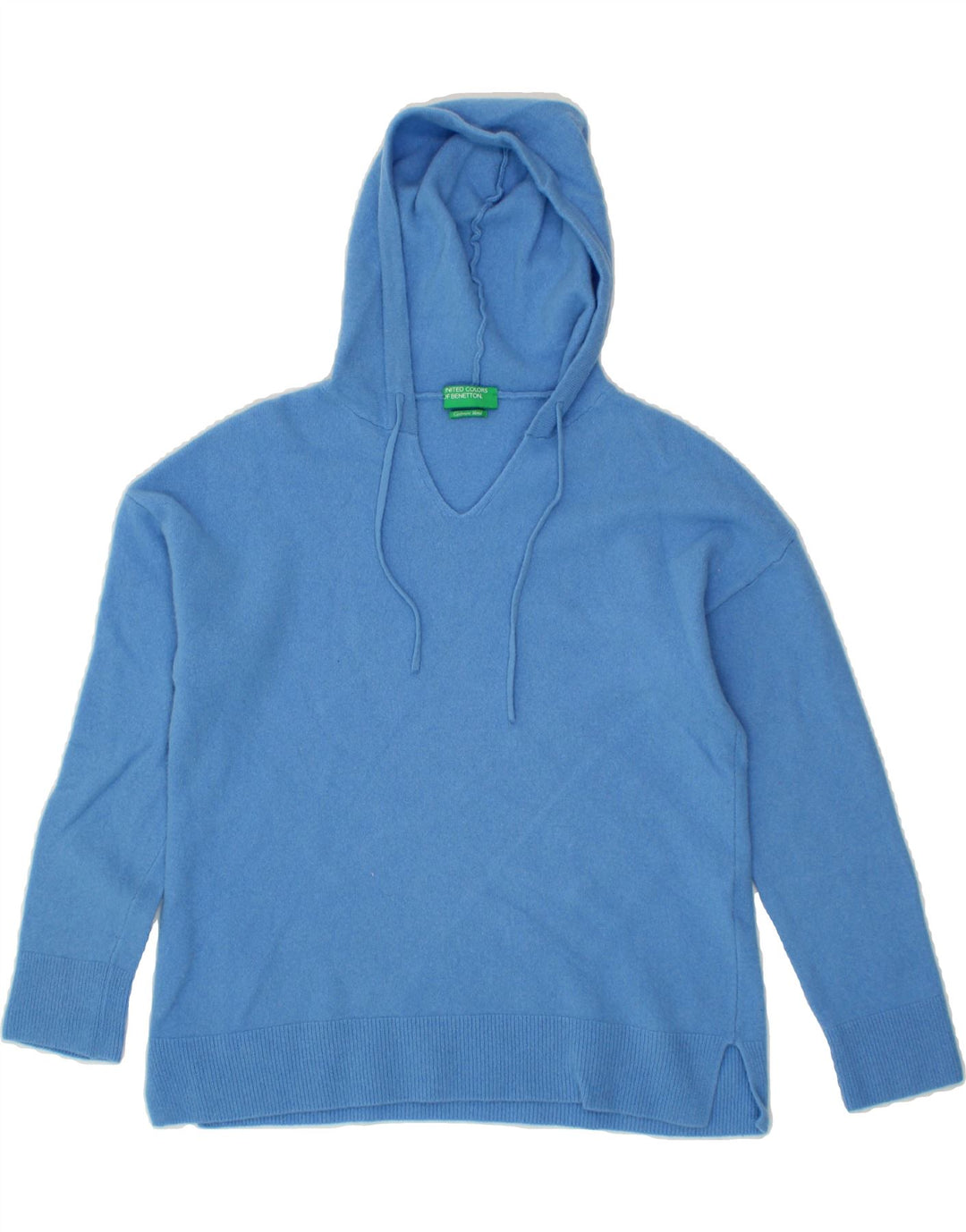 BENETTON Womens Hooded Jumper Sweater UK 10 Small Blue Wool Vintage Benetton and Second-Hand Benetton from Messina Hembry 