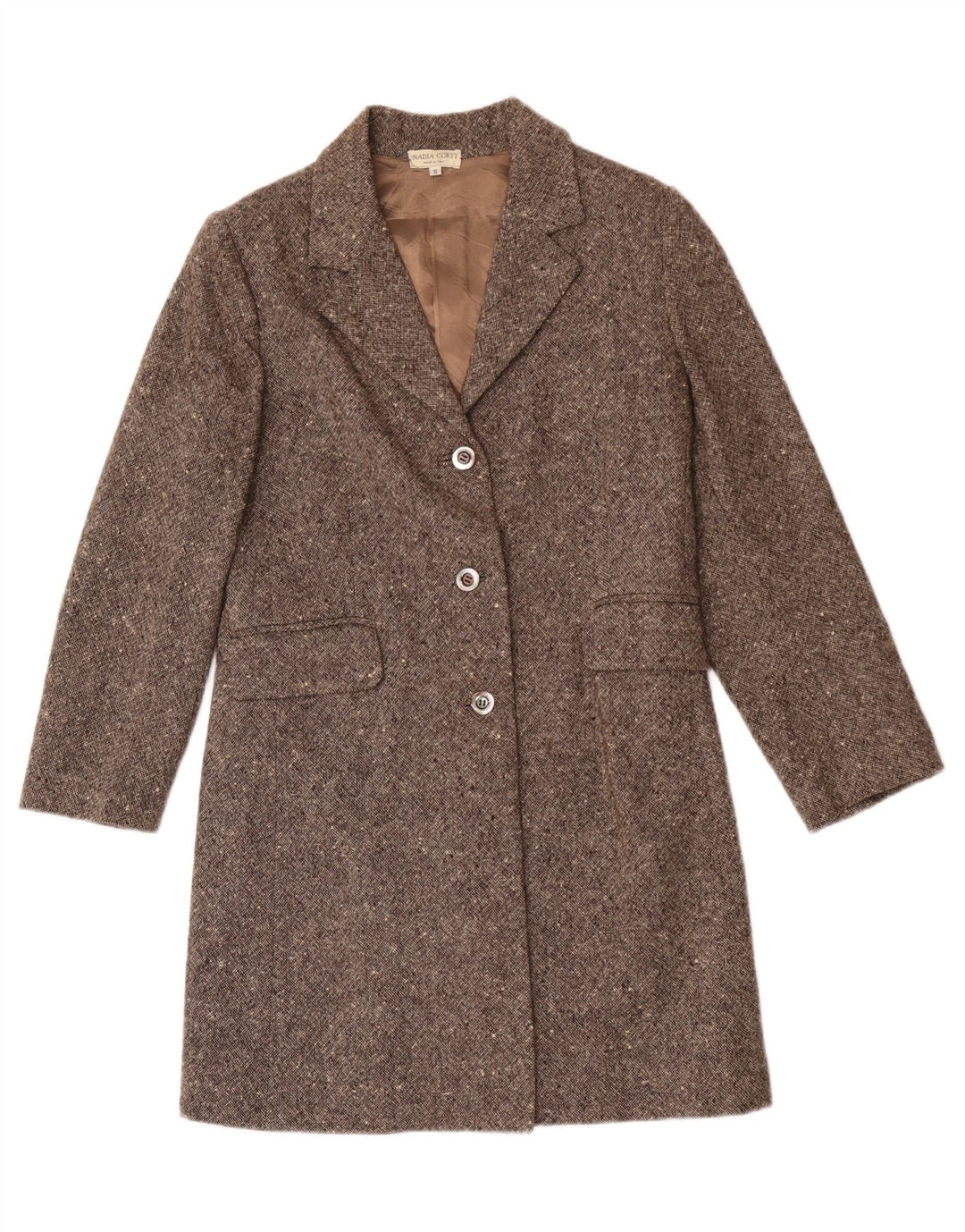 Vintage overfrakke til kvinder UK 10 Small Beige Flecked Uld