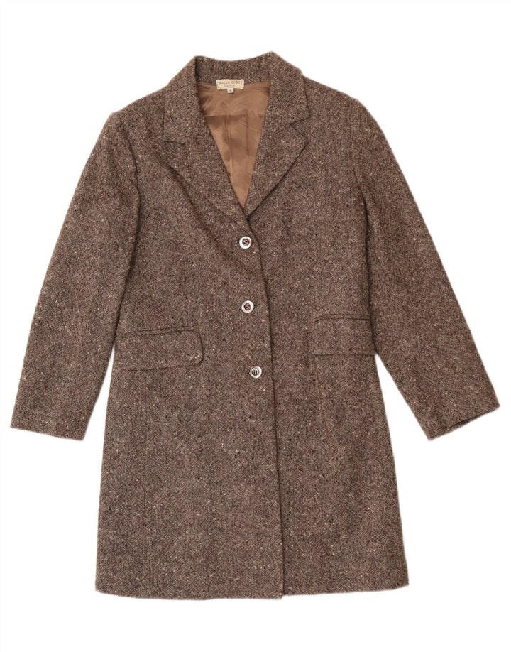 Vintage overfrakke til kvinder UK 10 Small Beige Flecked Uld