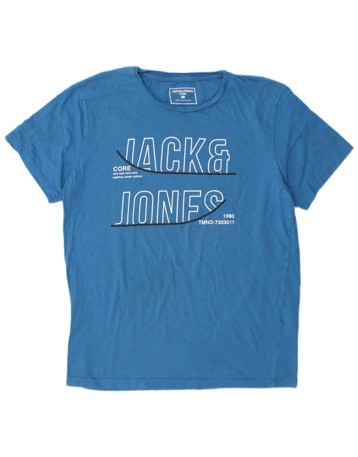Jack & Jones Herre grafisk T-shirt Top Stor Blå Bomuld