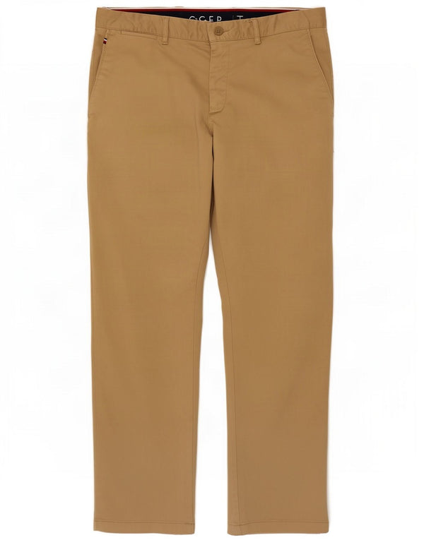 Tommy Hilfiger Herre Lige Chino Bukser W36 L30 Beige Bomuld