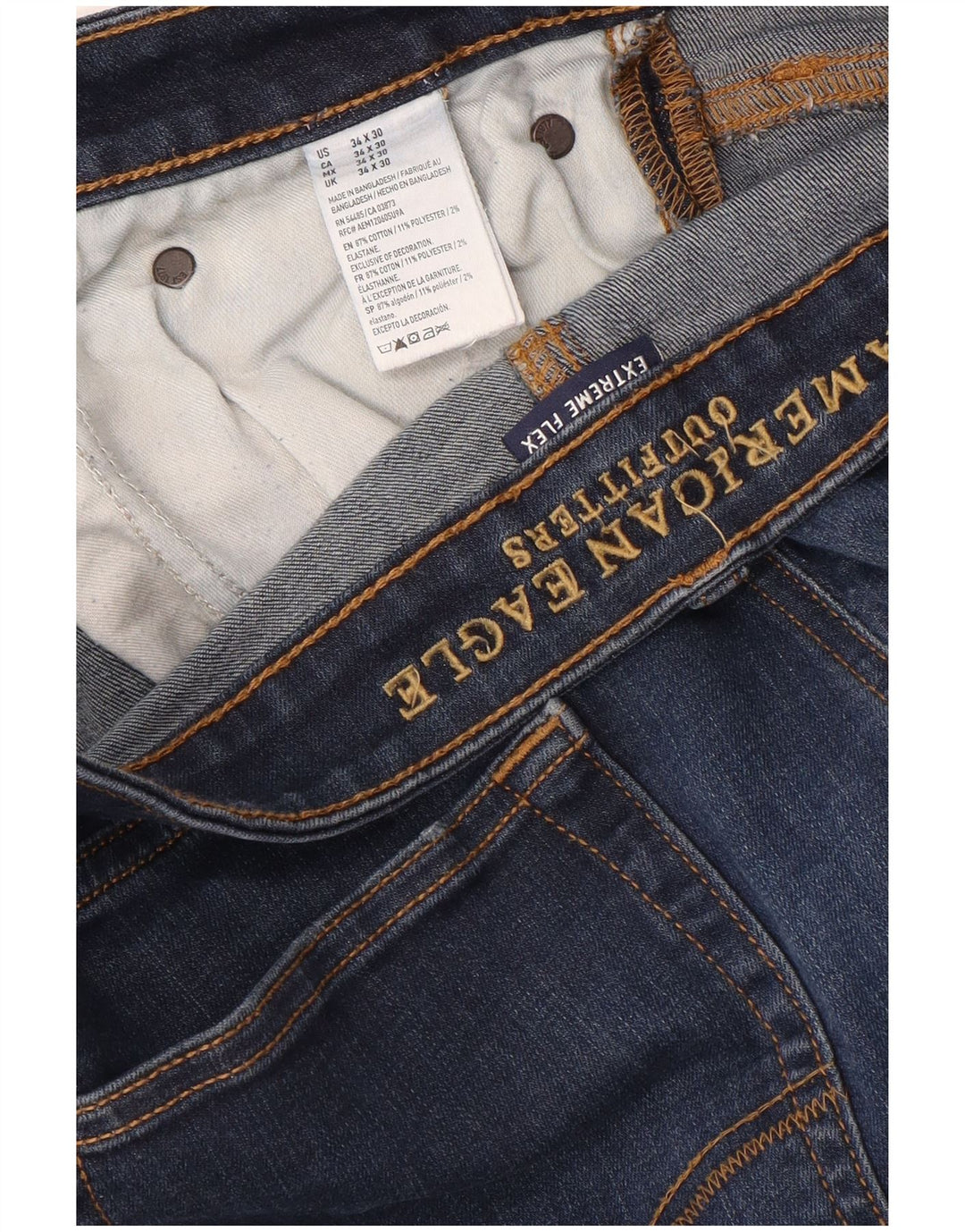 AMERICAN EAGLE OUTFITTERS Straight jeans til mænd W34 L30 Blå bomuld