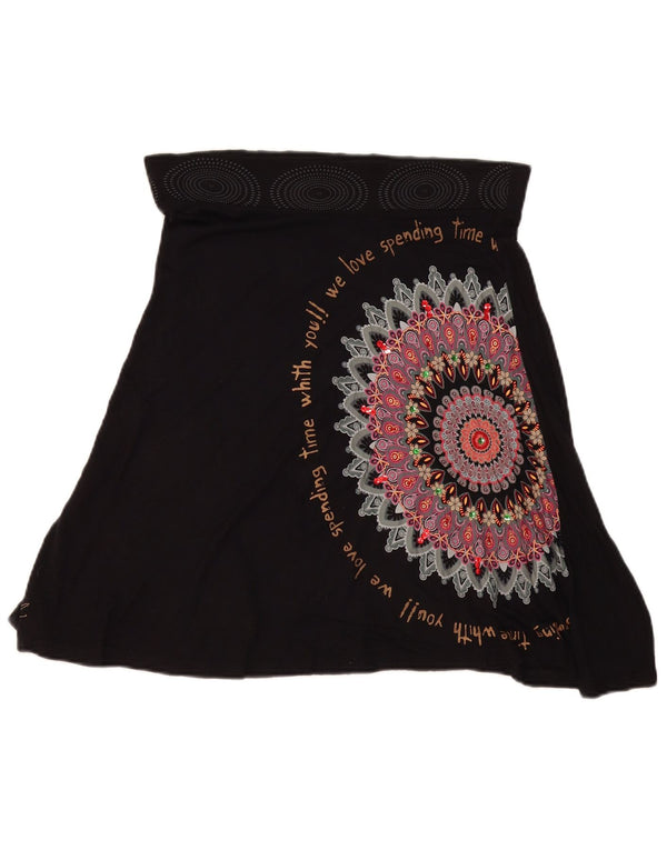 Desigual Kvinders Grafisk A-Line nederdel W32 Large Black Floral