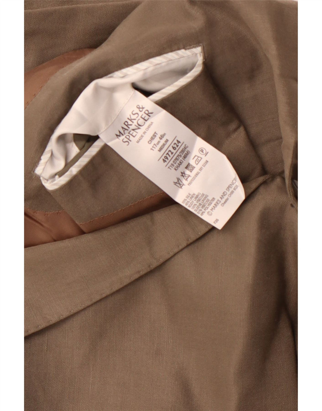 Marks & Spencer Herre 2-knaps blazerjakke UK 38 Medium Khaki Silk