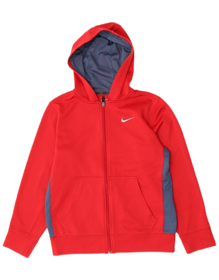 Nike hættetrøje med lynlås til drenge 12-13 år Large Red Colourblock Polyester
