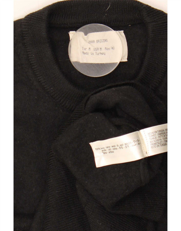 Zara Herre Crew Neck Jumper Sweater Medium Sort Uld