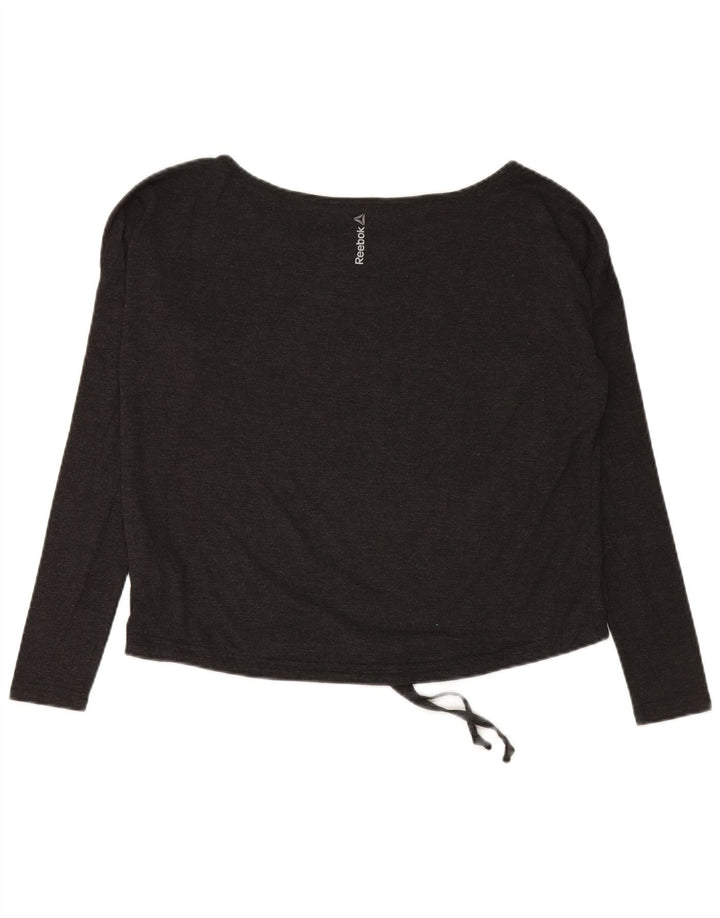 REEBOK Womens Top Long Sleeve UK 12/14 Medium Grey Polyester
