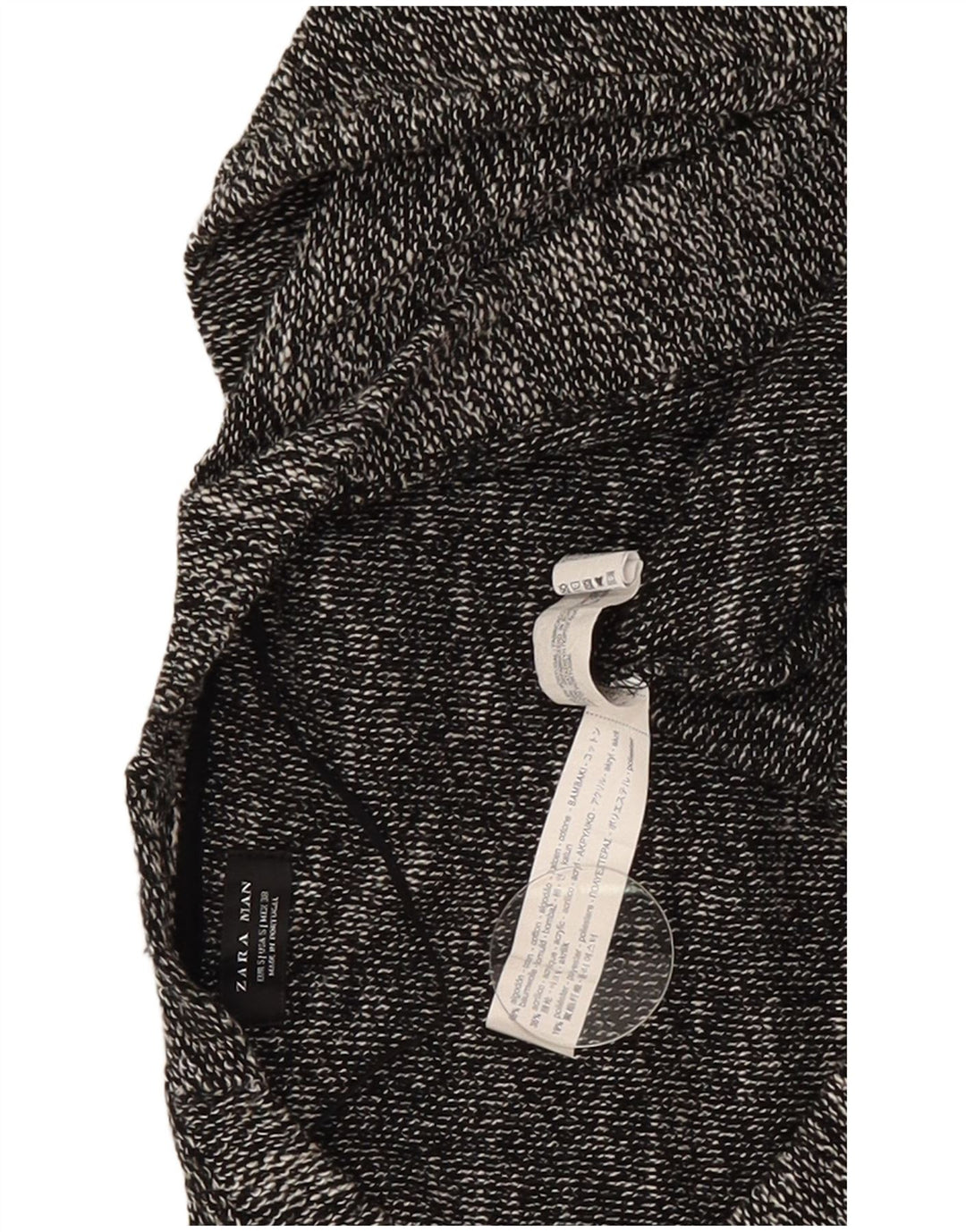 Zara Herre Open Cardigan Sweater Lille Grå Flecked Bomuld