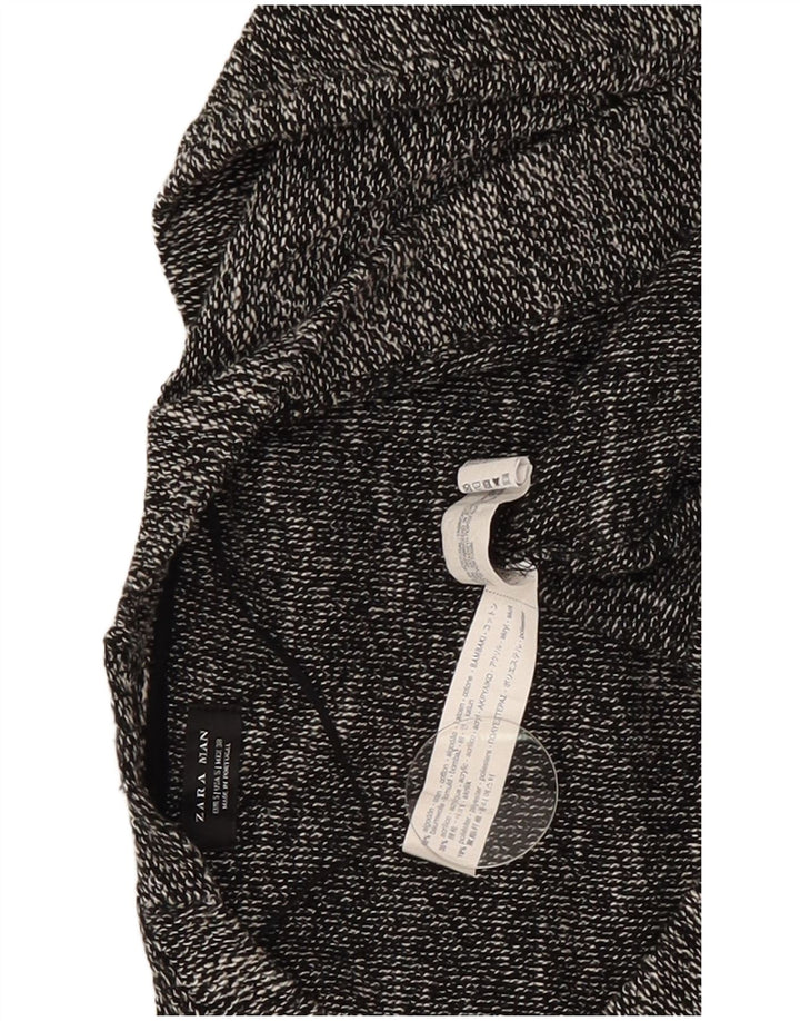 Zara Herre Open Cardigan Sweater Lille Grå Flecked Bomuld