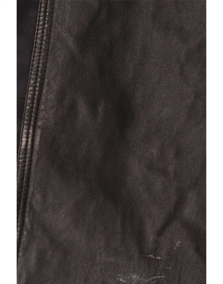 Vintage kvinders læder trenchcoat UK 10 Small Black