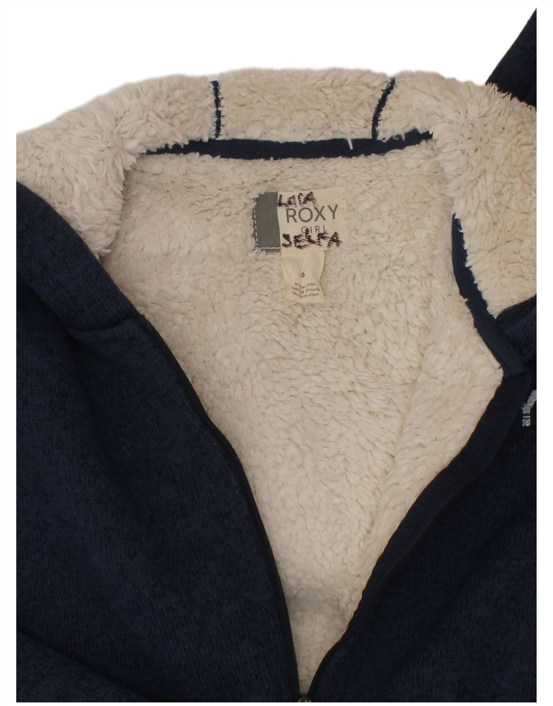 Roxy Girls grafisk hættetrøje med lynlås 5-6 år marineblå polyester