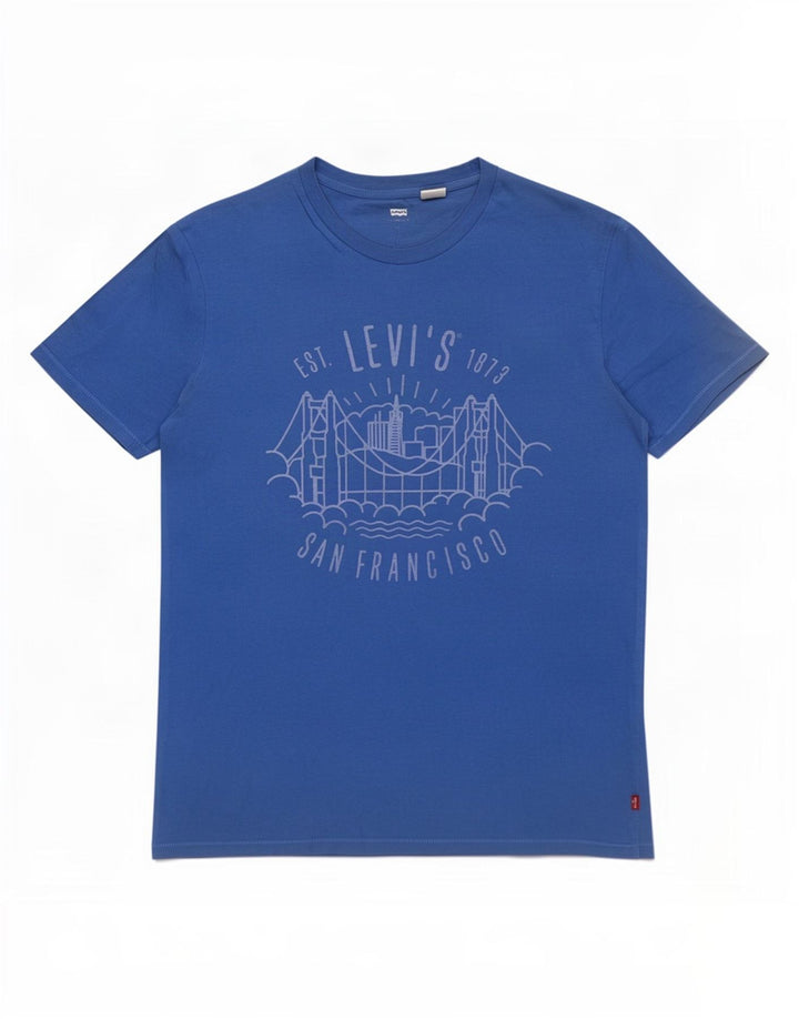 Levi's Herre grafisk T-shirt top mellemblå bomuld