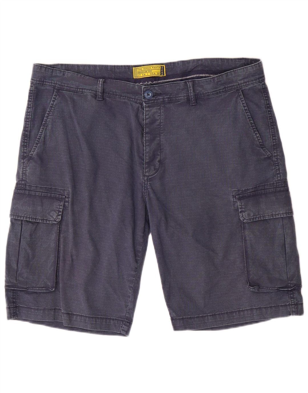 Vintage herre Regular Fit Cargo Shorts W38 XL Marineblå Bomuld