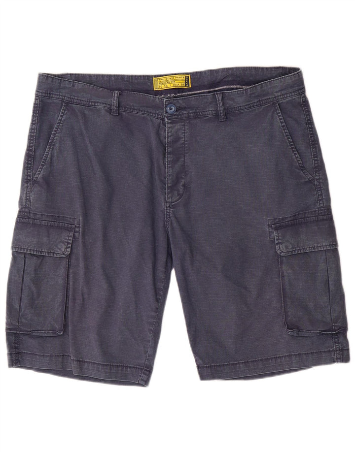 Vintage herre Regular Fit Cargo Shorts W38 XL Marineblå Bomuld