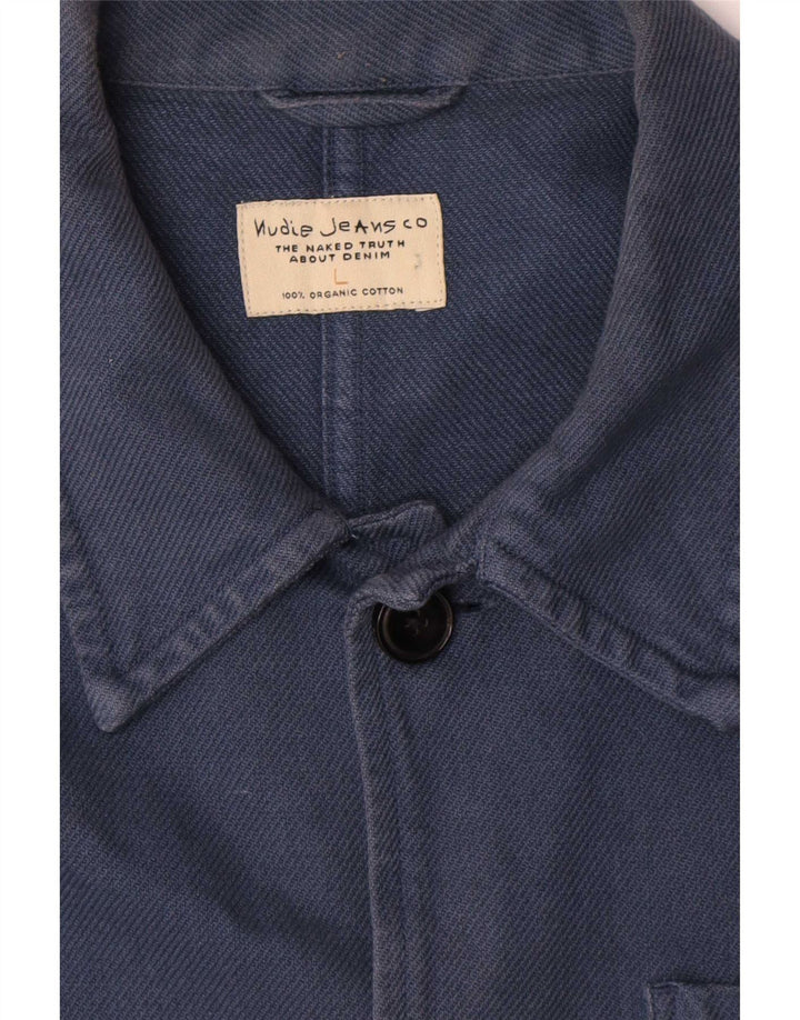 Nudie Jeans Herre Utility Jacket UK 40 Large Blue Cotton