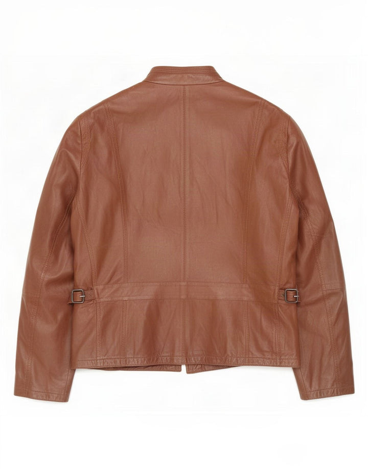 Gerry Weber Dame Oversized Læderjakke UK 16 Stor Brun
