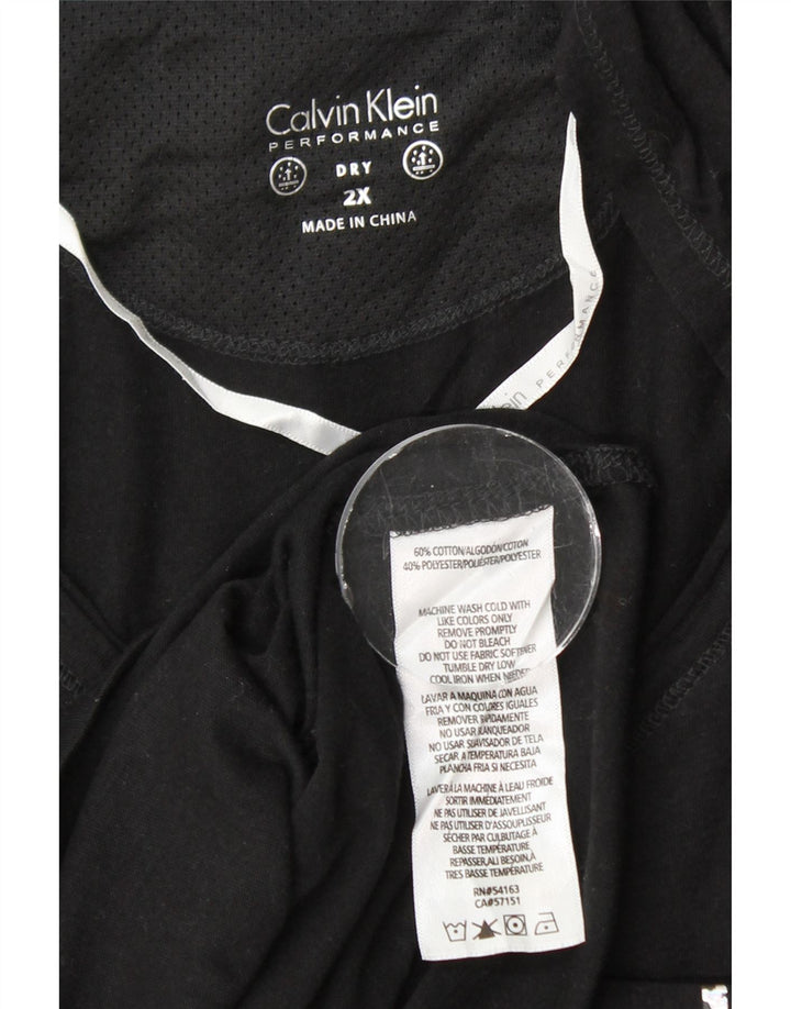 Calvin Klein Dame Oversized grafisk T-shirt Top UK 20 2XL Sort Bomuld