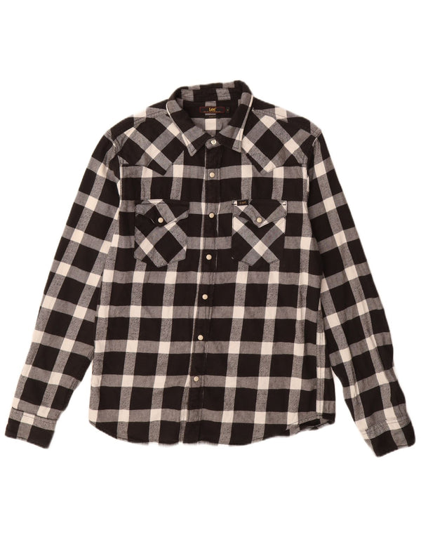 LEE Herre Slim Fit Flanellskjorte Medium Sort Ternet Bomuld