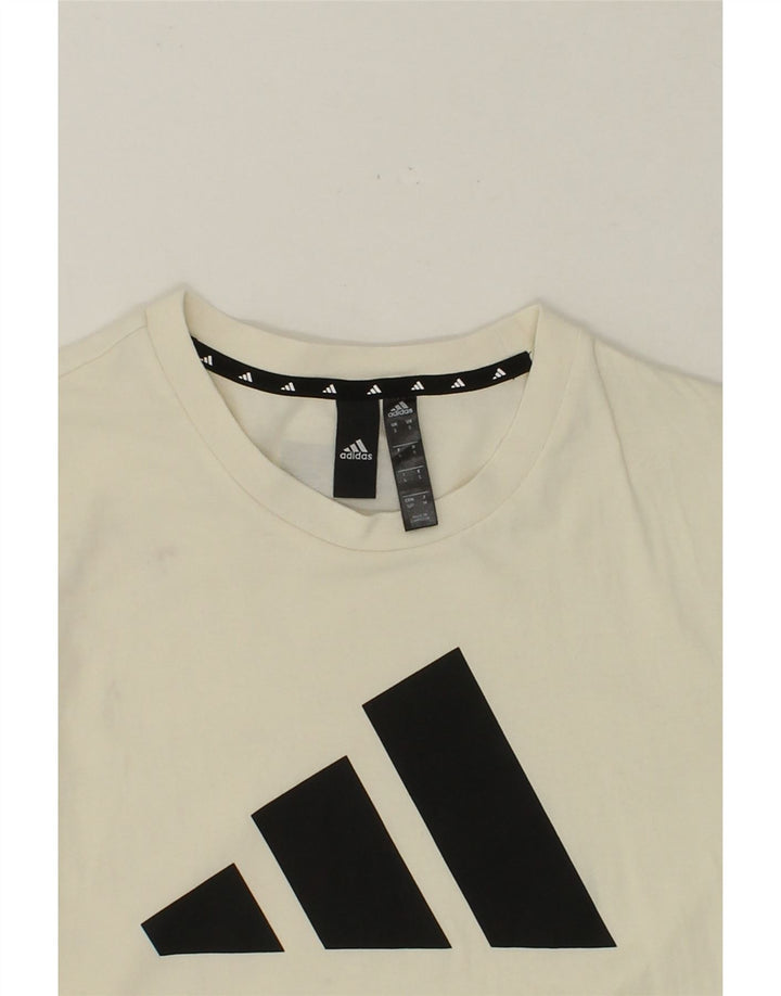 ADIDAS Mens Graphic T-Shirt Top Small Off White Cotton Vintage Adidas and Second-Hand Adidas from Messina Hembry 