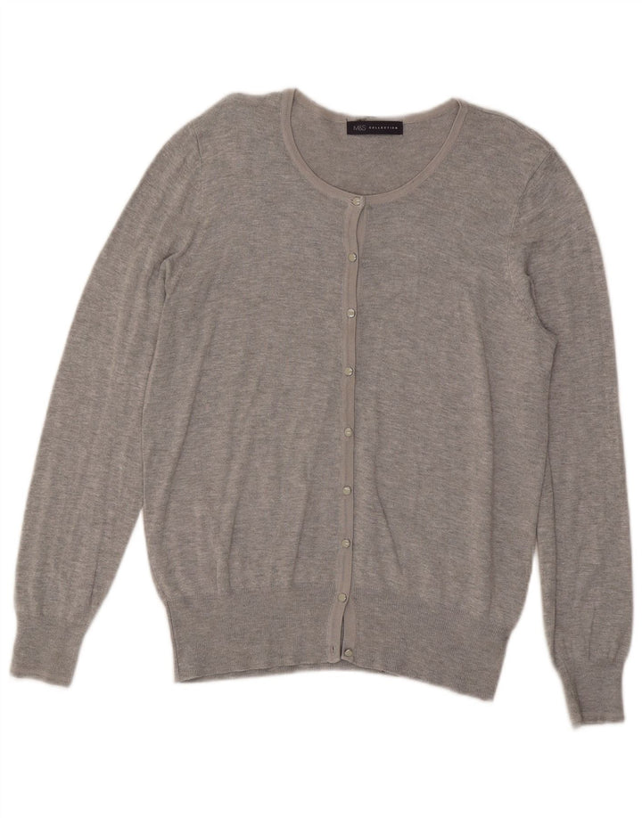 Marks & Spencer Dame Cardigan Sweater UK 16 Large Grey Flecked Viscose