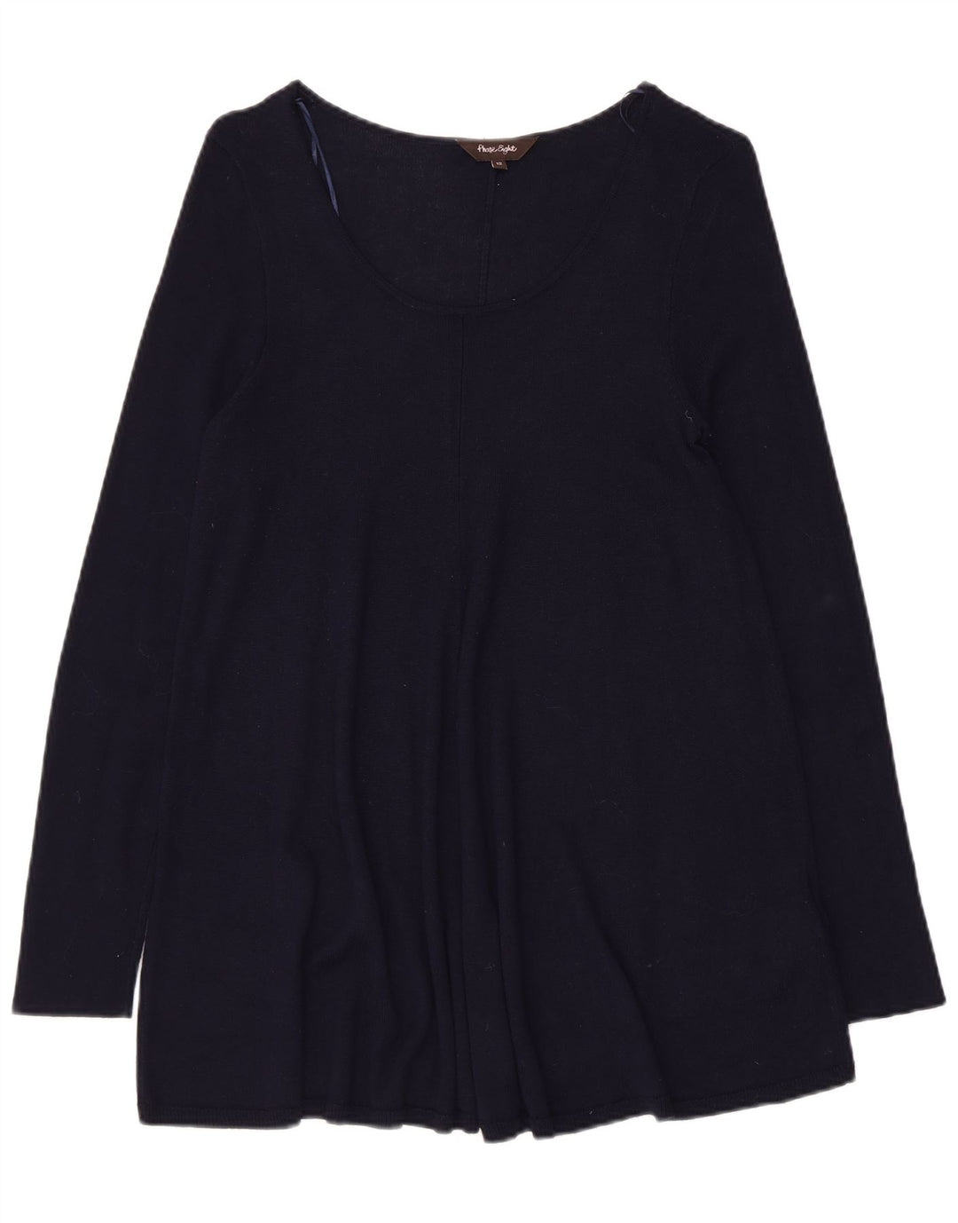 FASE otte Dame Langærmet Bluse Top UK 12 Medium Navy Blue Viscose