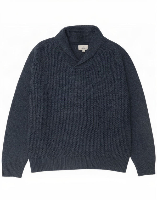 Marks & Spencer Herre Regular Fit Shawl Neck Jumper Sweater Large Navy Blue