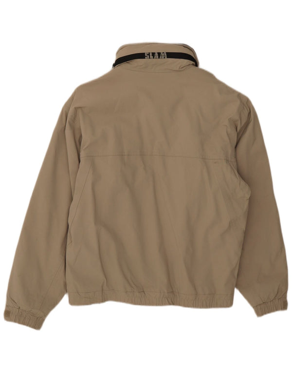 Slam Herre Hooded Windbreaker Jacket UK 36 Small Beige Nylon