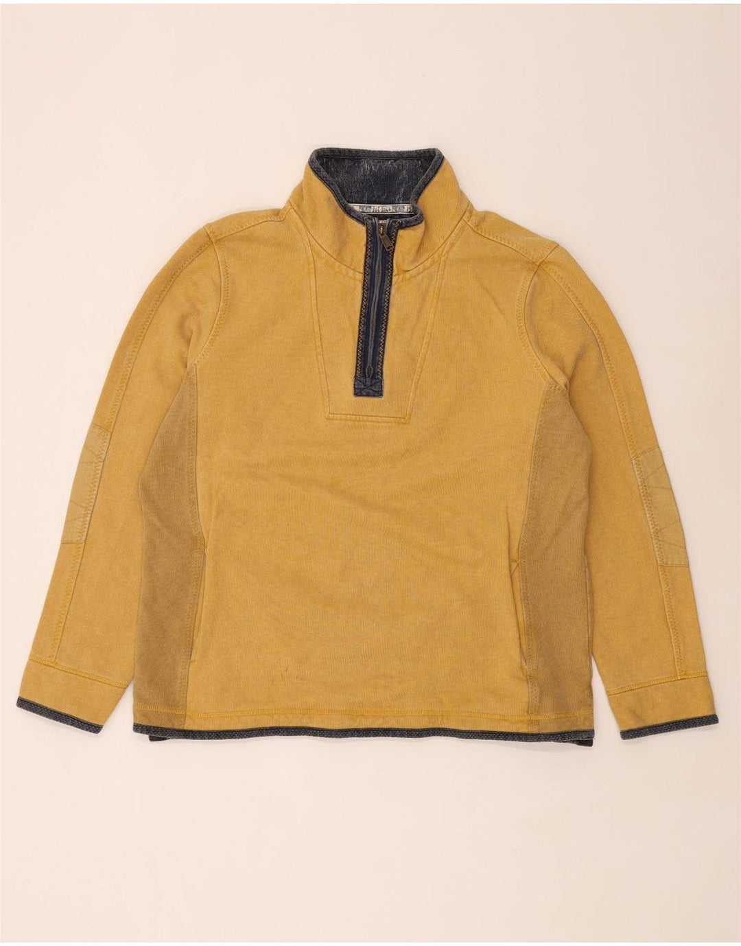 Fat Face Herre Zip Neck Sweatshirt Jumper 2XL Gul Bomuld