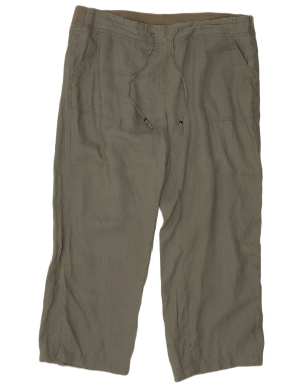 Marks & Spencer Womens Loose Fit Casual Trousers UK 16 Large W38 L27 Khaki